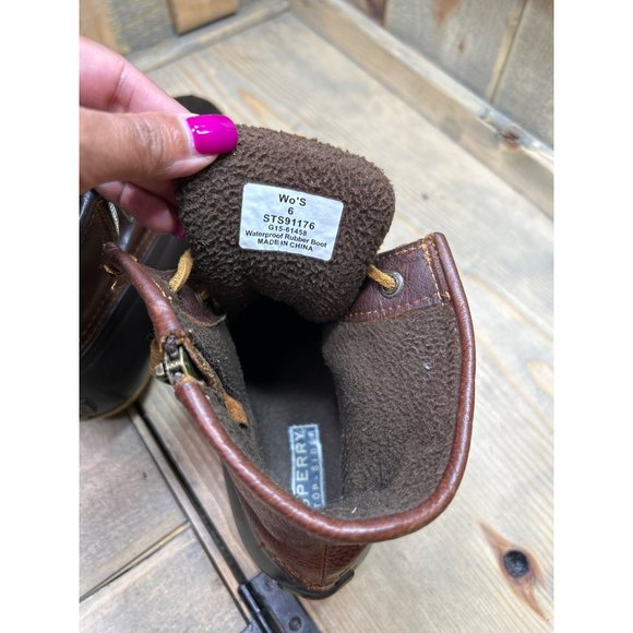 US6 Sperry Top Sider STS91176 Saltwater Rain Duck Boots Waterproof - Picture 6 of 8